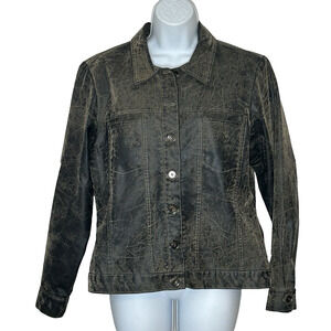 Vintage Vegan Leather Jacket Women's M Brown Buttons Gotcha Covered USA